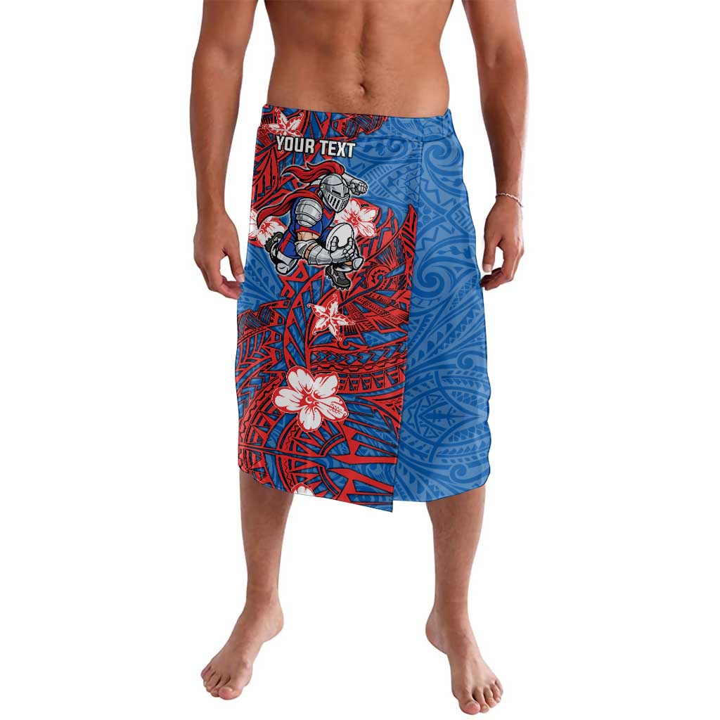 Personalised Newcastle Knights Lavalava Polynesian Tribal Pattern With Rugby Knight Mascot Art