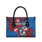 Personalised Newcastle Knights Leather Bag Polynesian Tribal Pattern With Rugby Knight Mascot Art