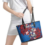 Personalised Newcastle Knights Leather Tote Bag Polynesian Tribal Pattern With Rugby Knight Mascot Art