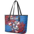 Personalised Newcastle Knights Leather Tote Bag Polynesian Tribal Pattern With Rugby Knight Mascot Art