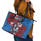 Personalised Newcastle Knights Leather Tote Bag Polynesian Tribal Pattern With Rugby Knight Mascot Art