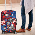 Personalised Newcastle Knights Luggage Cover Polynesian Tribal Pattern With Rugby Knight Mascot Art
