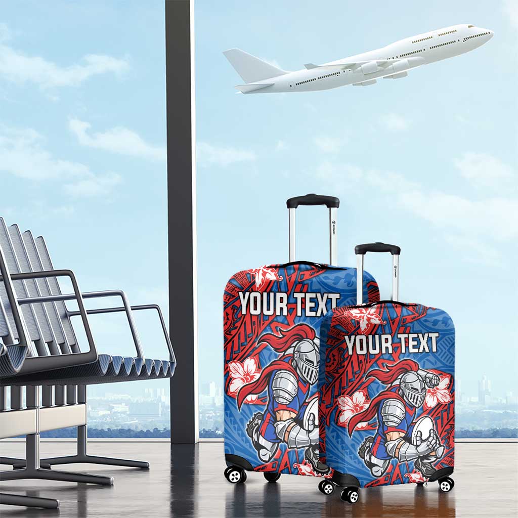 Personalised Newcastle Knights Luggage Cover Polynesian Tribal Pattern With Rugby Knight Mascot Art