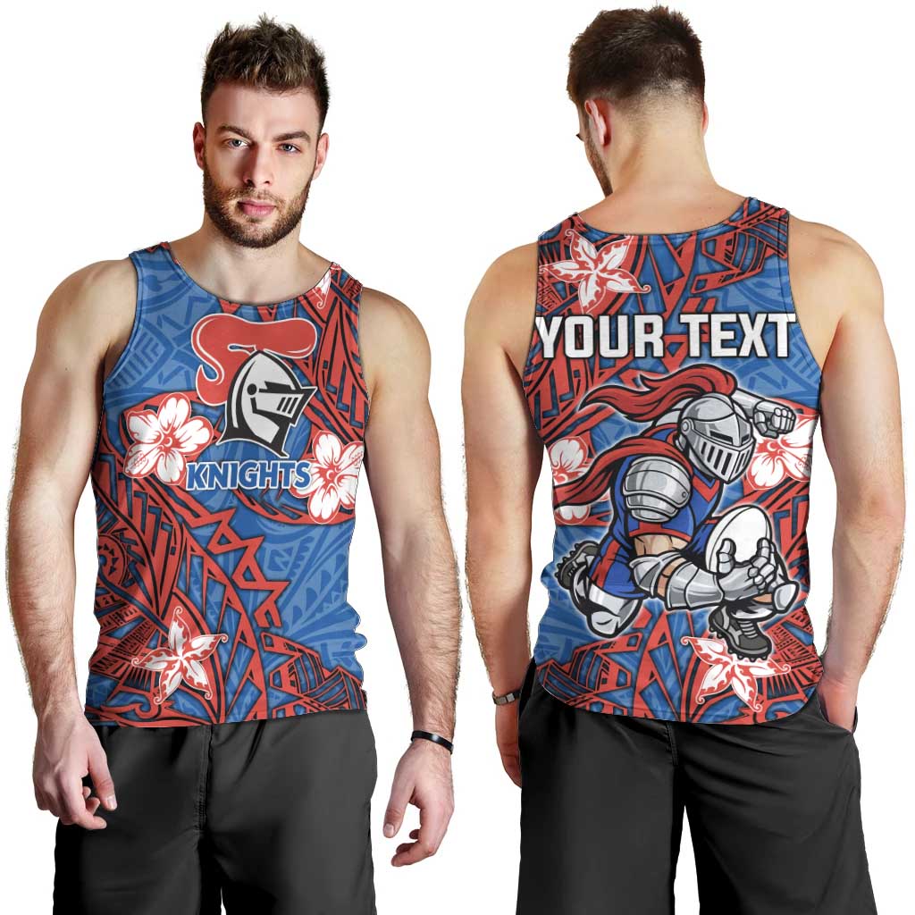 Personalised Newcastle Knights Men Tank Top Polynesian Tribal Pattern With Rugby Knight Mascot Art