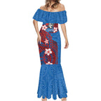 Personalised Newcastle Knights Mermaid Dress Polynesian Tribal Pattern With Rugby Knight Mascot Art
