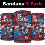 Personalised Newcastle Knights Neck Gaiter Polynesian Tribal Pattern With Rugby Knight Mascot Art