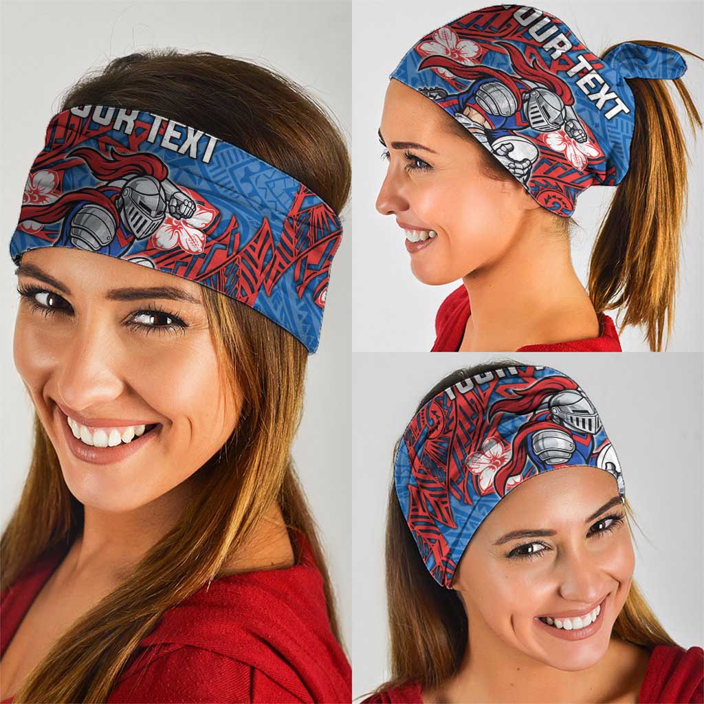 Personalised Newcastle Knights Neck Gaiter Polynesian Tribal Pattern With Rugby Knight Mascot Art