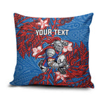 Personalised Newcastle Knights Pillow Cover Polynesian Tribal Pattern With Rugby Knight Mascot Art