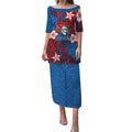 Personalised Newcastle Knights Puletasi Polynesian Tribal Pattern With Rugby Knight Mascot Art