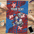 Personalised Newcastle Knights Puzzle Polynesian Tribal Pattern With Rugby Knight Mascot Art