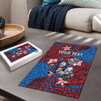 Personalised Newcastle Knights Puzzle Polynesian Tribal Pattern With Rugby Knight Mascot Art