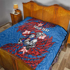 Personalised Newcastle Knights Quilt Polynesian Tribal Pattern With Rugby Knight Mascot Art