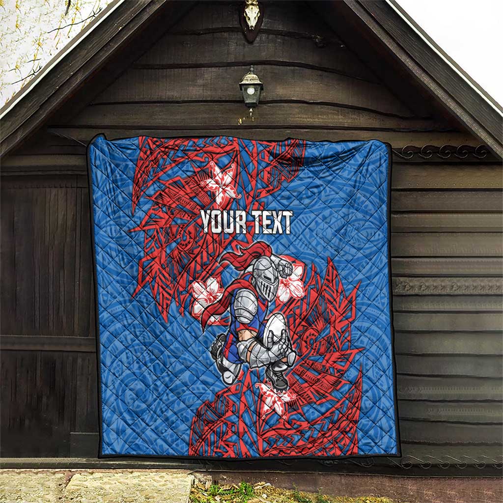 Personalised Newcastle Knights Quilt Polynesian Tribal Pattern With Rugby Knight Mascot Art