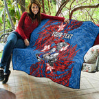 Personalised Newcastle Knights Quilt Polynesian Tribal Pattern With Rugby Knight Mascot Art