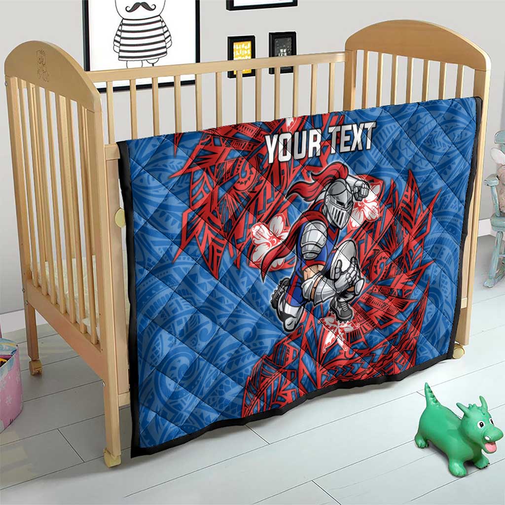 Personalised Newcastle Knights Quilt Polynesian Tribal Pattern With Rugby Knight Mascot Art
