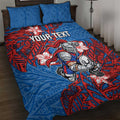 Personalised Newcastle Knights Quilt Bed Set Polynesian Tribal Pattern With Rugby Knight Mascot Art