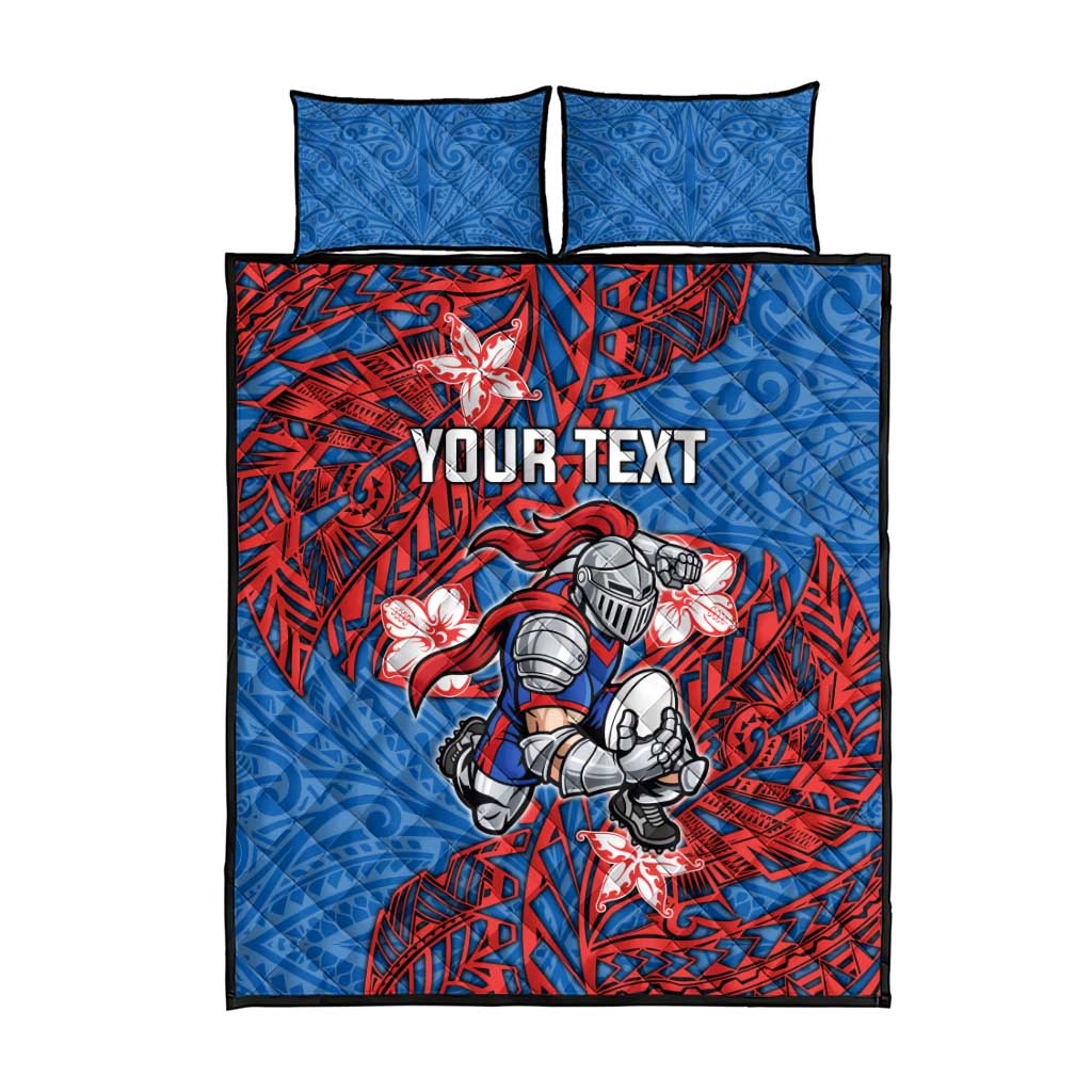Personalised Newcastle Knights Quilt Bed Set Polynesian Tribal Pattern With Rugby Knight Mascot Art