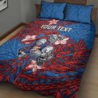 Personalised Newcastle Knights Quilt Bed Set Polynesian Tribal Pattern With Rugby Knight Mascot Art