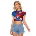 Personalised Newcastle Knights Raglan Cropped T Shirt Polynesian Tribal Pattern With Rugby Knight Mascot Art