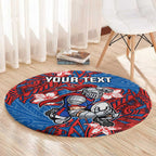 Personalised Newcastle Knights Round Carpet Polynesian Tribal Pattern With Rugby Knight Mascot Art