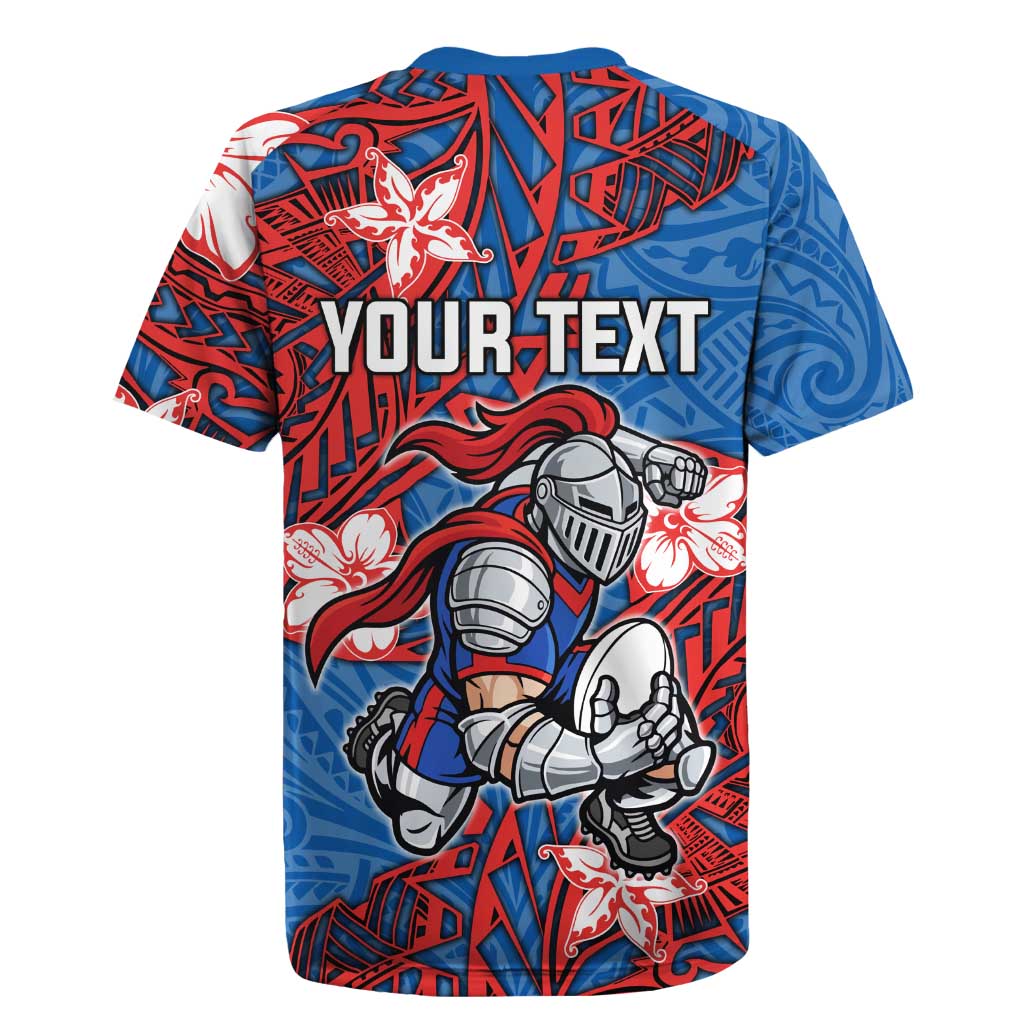 Personalised Newcastle Knights Rugby Jersey Polynesian Tribal Pattern With Rugby Knight Mascot Art