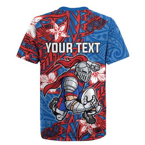 Personalised Newcastle Knights Rugby Jersey Polynesian Tribal Pattern With Rugby Knight Mascot Art