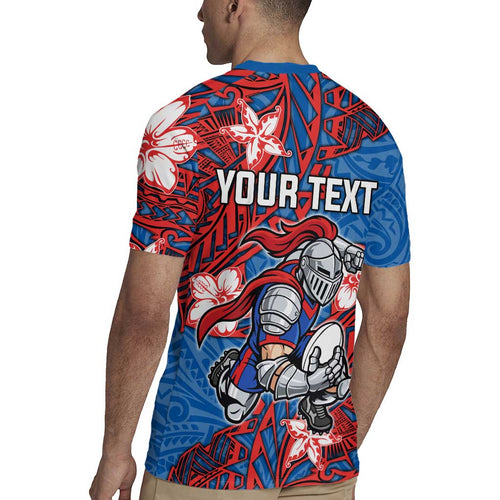 Personalised Newcastle Knights Rugby Jersey Polynesian Tribal Pattern With Rugby Knight Mascot Art