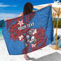 Personalised Newcastle Knights Sarong Polynesian Tribal Pattern With Rugby Knight Mascot Art