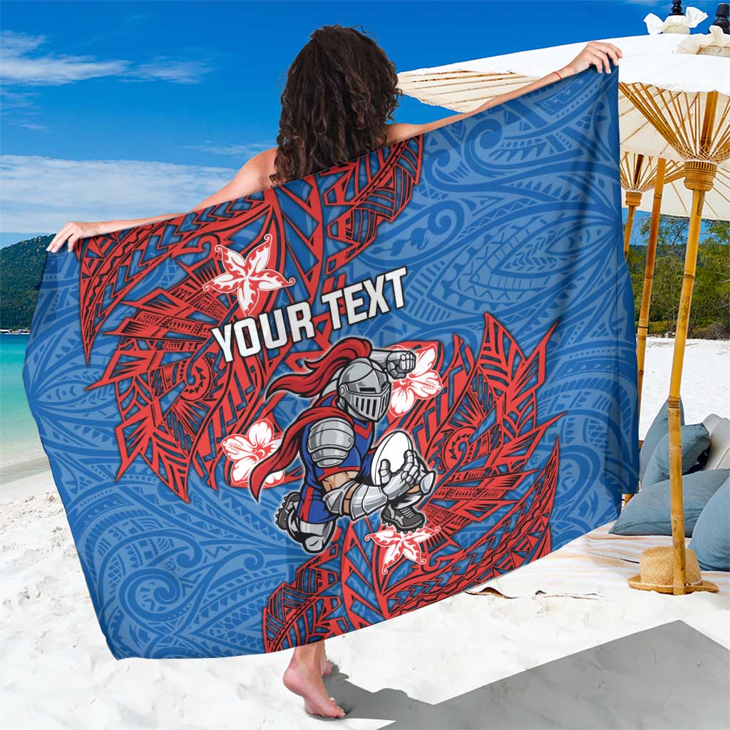 Personalised Newcastle Knights Sarong Polynesian Tribal Pattern With Rugby Knight Mascot Art