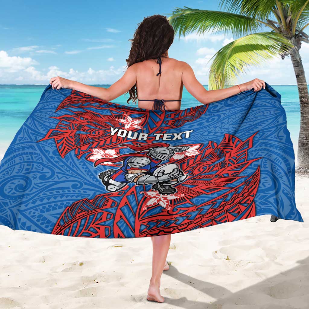 Personalised Newcastle Knights Sarong Polynesian Tribal Pattern With Rugby Knight Mascot Art