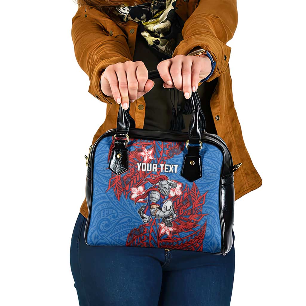 Personalised Newcastle Knights Shoulder Handbag Polynesian Tribal Pattern With Rugby Knight Mascot Art