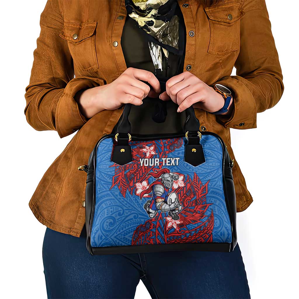 Personalised Newcastle Knights Shoulder Handbag Polynesian Tribal Pattern With Rugby Knight Mascot Art