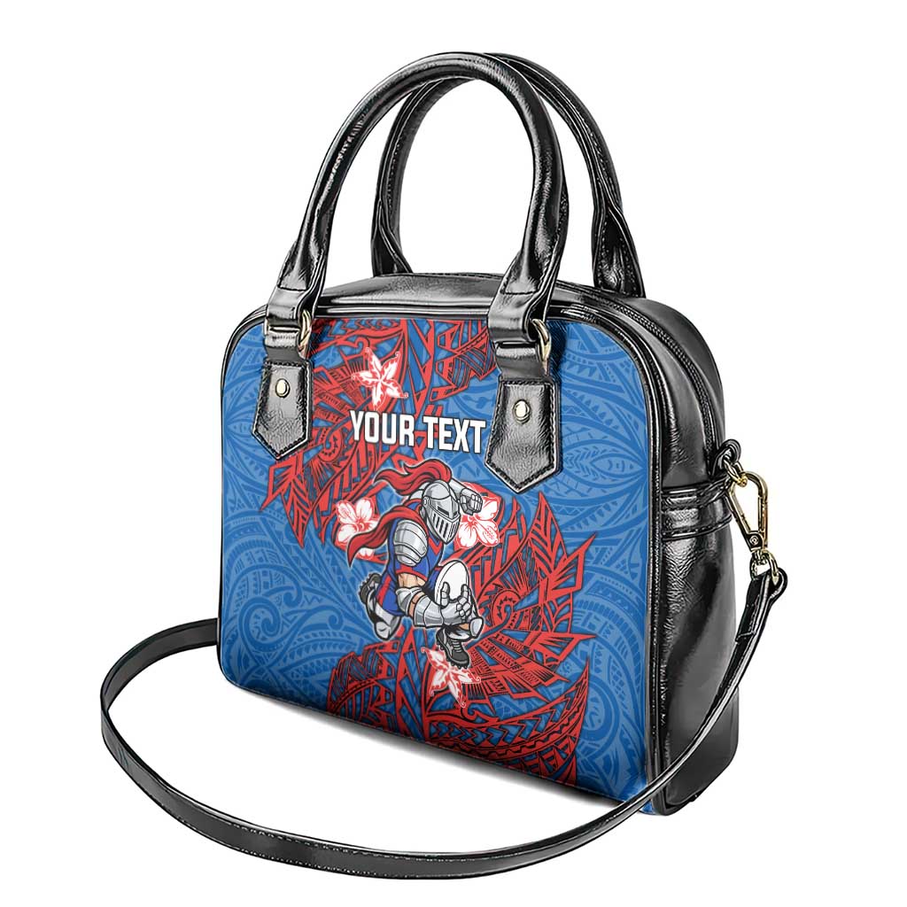 Personalised Newcastle Knights Shoulder Handbag Polynesian Tribal Pattern With Rugby Knight Mascot Art