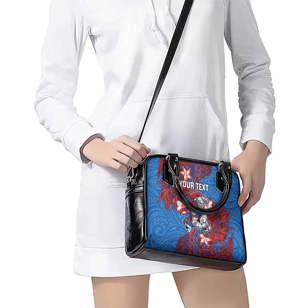Personalised Newcastle Knights Shoulder Handbag Polynesian Tribal Pattern With Rugby Knight Mascot Art