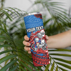 Personalised Newcastle Knights Skinny Tumbler Polynesian Tribal Pattern With Rugby Knight Mascot Art