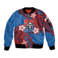 Personalised Newcastle Knights Sleeve Zip Bomber Jacket Polynesian Tribal Pattern With Rugby Knight Mascot Art