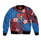 Personalised Newcastle Knights Sleeve Zip Bomber Jacket Polynesian Tribal Pattern With Rugby Knight Mascot Art