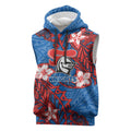 Personalised Newcastle Knights Sleeveless Hoodie Polynesian Tribal Pattern With Rugby Knight Mascot Art
