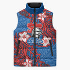 Personalised Newcastle Knights Sleeveless Puffer Jacket Polynesian Tribal Pattern With Rugby Knight Mascot Art