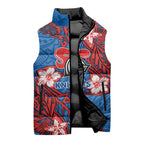 Personalised Newcastle Knights Sleeveless Puffer Jacket Polynesian Tribal Pattern With Rugby Knight Mascot Art