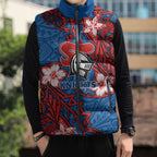 Personalised Newcastle Knights Sleeveless Puffer Jacket Polynesian Tribal Pattern With Rugby Knight Mascot Art