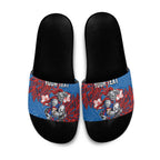 Personalised Newcastle Knights Slide Sandals Polynesian Tribal Pattern With Rugby Knight Mascot Art