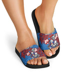 Personalised Newcastle Knights Slide Sandals Polynesian Tribal Pattern With Rugby Knight Mascot Art