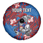Personalised Newcastle Knights Spare Tire Cover Polynesian Tribal Pattern With Rugby Knight Mascot Art