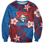Personalised Newcastle Knights Sweatshirt Polynesian Tribal Pattern With Rugby Knight Mascot Art