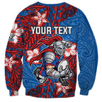 Personalised Newcastle Knights Sweatshirt Polynesian Tribal Pattern With Rugby Knight Mascot Art