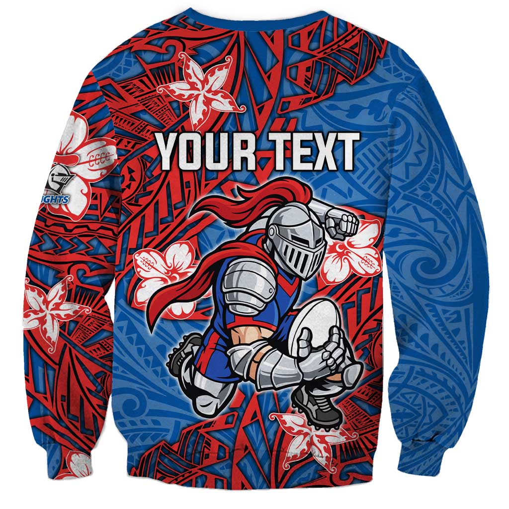 Personalised Newcastle Knights Sweatshirt Polynesian Tribal Pattern With Rugby Knight Mascot Art