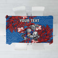 Personalised Newcastle Knights Tablecloth Polynesian Tribal Pattern With Rugby Knight Mascot Art