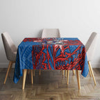 Personalised Newcastle Knights Tablecloth Polynesian Tribal Pattern With Rugby Knight Mascot Art