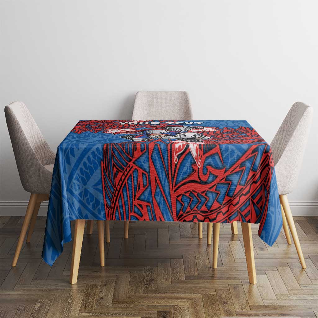 Personalised Newcastle Knights Tablecloth Polynesian Tribal Pattern With Rugby Knight Mascot Art